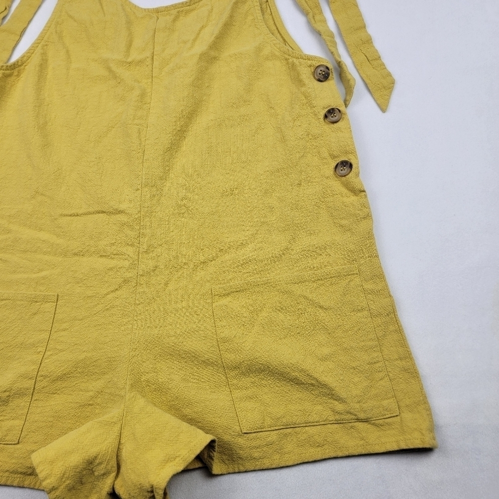 Day & Night Yellow linen blend tie shoulder romper - Picture 2 of 5